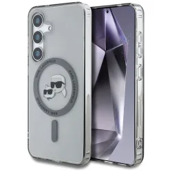 Custodia MagSafe per Samsung Galaxy S25 S931, Karl Lagerfeld, IML Metal Karl & Choupette's Heads, Nera