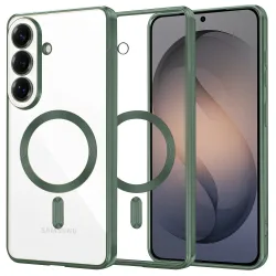 Custodia MagSafe per Samsung Galaxy S26 S942, Techsuit, Luxury Crystal, Verde Scuro