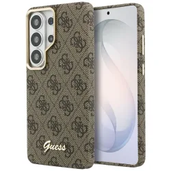 Custodia MagSafe per Samsung Galaxy S26 S942, Guess, 4G Script Logo, Marrone