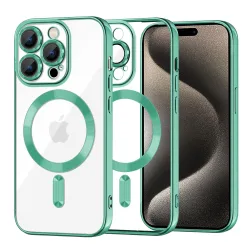 Custodia MagSafe per Apple iPhone 15 Pro Max, Techsuit, Luxury Crystal, Verde Chiaro