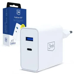 Caricatore da rete 3MK FlowPower, 45W, 1 x USB-A - 1 x USB-C, Bianco