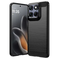 Custodia per Motorola Edge 70 Fusion, Techsuit, Carbonio, Nera