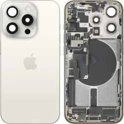 Copertura Batteria Apple iPhone 15 Pro, Con Scocca Centrale, Parti Complete, Bianco (Titanio Bianco), Swap Premium
