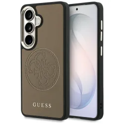 Custodia MagSafe per Samsung Galaxy S26 S942, Guess, Logo Perforato, Marrone