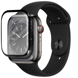 Bestsuit Custodia protettiva per Apple Watch SE 44mm, vetro flessibile, nero