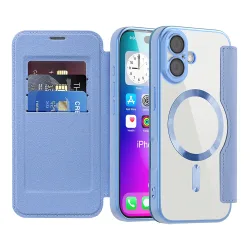 Custodia MagSafe per Apple iPhone 17, Techsuit, SmartMag Book, Blu