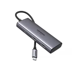 Hub USB-C UGREEN CM498 (15852), 2 x USB-A 3.0 - 2 x USB-C - 2 x HDMI, Grigio