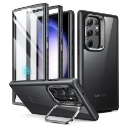 Custodia per Samsung Galaxy S23 Ultra S918, ESR, Shock Armor Kickstand, Nera Trasparente
