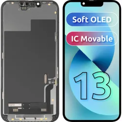 Display con Touchscreen MP compatibile con Apple iPhone 13, con Cornice, Versione Soft OLED FHD IC Movable, Nero