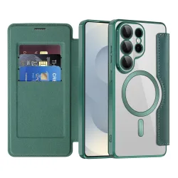 Custodia MagSafe per Samsung Galaxy S26 Ultra S948, Techsuit, SmartMag Book, Verde