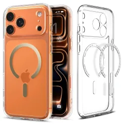 Custodia MagSafe per Apple iPhone 17 Pro Max, Spigen, Ultra Hybrid, Oro Trasparente ACS10284