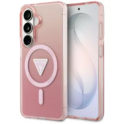 Custodia MagSafe per Samsung Galaxy S26 S942, Guess, IML Gradient Triangle Logo, Rosa