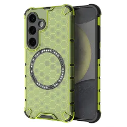 Custodia MagSafe per Samsung Galaxy S25 S931, Techsuit, HoneyComb Shield, Verde