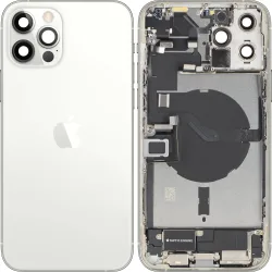 Cover Batteria Apple iPhone 12 Pro Max, Con Scocca Centrale, Parti Complete, Argento, Swap Premium