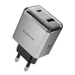 Caricabatterie Retea Borofone BN20 Lena, 35W, 3A, 1 x USB-A - 1 x USB-C, Grigio