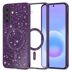 Custodia MagSafe per Samsung Galaxy A57 5G, Techsuit, Luxury Glitter, Viola Scuro