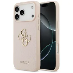Custodia per Apple iPhone 17 Pro Max, Guess, 4G Grained Big and Classic Logo, Rosa