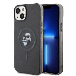 Custodia MagSafe per Apple iPhone 15 Plus, Karl Lagerfeld, Glitter Karl & Choupette, Nera