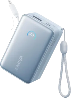 Batteria Esterna Anker Nano, 10000mAh, 45W, QC + PD, 1 x USB-A - 2 x USB-C, Blu