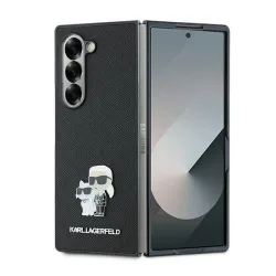 Custodia per Samsung Galaxy Z Fold6 F956, Karl Lagerfeld, Saffiano Karl & Choupette Metal, Nera