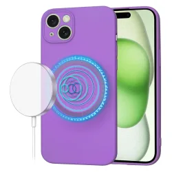 Custodia MagSafe per Apple iPhone 15 Plus, Techsuit, SoftFlex, Viola