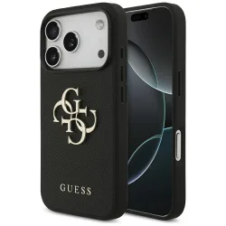 Custodia per Apple iPhone 17 Pro, Guess, 4G Grained Big and Classic Logo, Nera