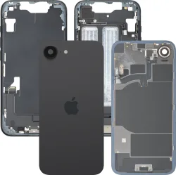 Copertura Batteria Apple iPhone 16e, Con Scocca Centrale, Parti Complete, Nero, Swap Premium
