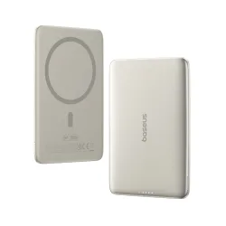 Batteria Esterna Wireless Baseus PicoGo AM41, 5000mAh, 20W, PD + FQI, 1 x QI - 1 x USB-C, Beige