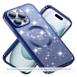 Custodia MagSafe per Apple iPhone 17 Air, Techsuit, Luxury Glitter, Blu Scuro