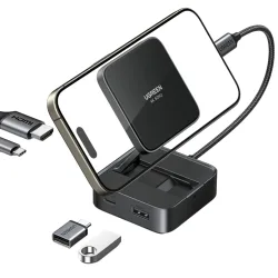 Hub USB-C UGREEN CM801, 1 x USB-A 3.0 - 2 x USB-C - 1 x HDMI, Grigio