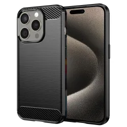 Custodia per Apple iPhone 15 Pro Max, Techsuit, Carbonio, Nera