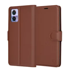 Custodia per Motorola Edge 30 Neo, Techsuit, Leather Folio, Marrone