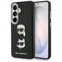 Custodia per Samsung Galaxy S26 Plus S947, Karl Lagerfeld, Saffiano Karl & Choupette's Head Pin, Nera