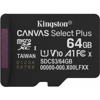 Scheda di Memoria microSDXC Kingston Canvas Select Plus Android A1, 64Gb, Classe 10 / UHS-1 U1 SDCS3/64GBSP