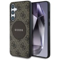 Custodia MagSafe per Samsung Galaxy S25 S931, Guess, 4G Circle Classic Logo, Marrone