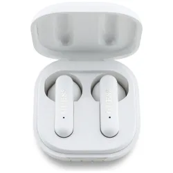 Auricolare Bluetooth Guess 4G con logo in metallo, TWS, Bianco