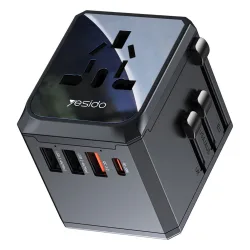 Caricabatterie Retea Yesido MC24 Travel, 20W, 3A, 3 x USB-A - 1 x USB-C, Nero