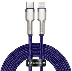 Cavo Dati e Ricarica USB-C - Lightning Baseus Cafule Metal Series, 20W, 2m, Viola CATLJK-B05
