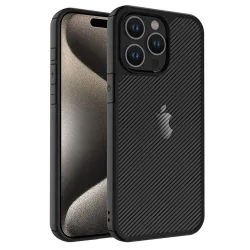 Custodia per Apple iPhone 15 Pro Max, Techsuit, CarbonFuse, Nera