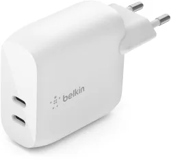 Caricatore da rete Belkin BoostCharge Dual, 40W, 3A, 2 x USB-C, Bianco WCB006vfWH