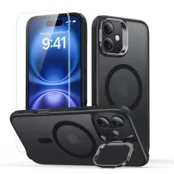 Custodia MagSafe per Apple iPhone 16, ESR, Classic Hybrid Kickstand con Protezione Schermo, Nero Satinato