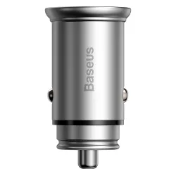 Caricatore Auto Baseus Circular Metal, 30W, 5A, 1 x USB-A - 1 x USB-C, Grigio CCALL-BS0S