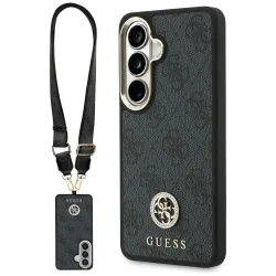 Custodia per Samsung Galaxy S26 S942, GUESS, 4G Big Rhinestone Triangle Strap, Nera