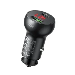 Caricabatterie Auto McDodo CC-7030 Display, 45W, 5A, 1 x USB-A - 1 x USB-C, Nero