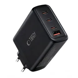 Caricabatterie Retea Tech-Protect NC140W-GAN, 140W, 5A, 1 x USB-A - 3 x USB-C, Nero