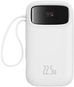 Batteria Esterna Baseus Qpow2, 10000mAh, 22.5W, QC + PD, 1 x Lightning - 1 x USB-A - 2 x USB-C, Bianca P10055003223-00
