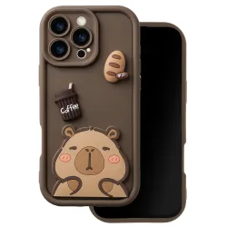 Custodia per Apple iPhone 16 Pro Max, OEM, Ultra Trendy 3D Capybara, Marrone