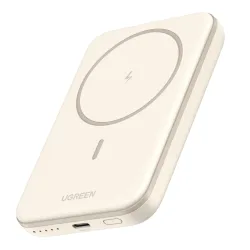 Batteria Esterna Wireless UGREEN PB560, 5000mAh, 15W, PD + QI, 1 x QI - 1 x USB-C, Beige