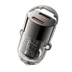 Caricabatterie Auto Yesido Y69, 30W, 3A, 2 x USB-C, Nero