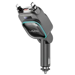 Caricabatterie Auto Con Cavo USB-C / Lightning Lisen Display, 96W, 3A, 1 x USB-A - 1 x USB-C, Nero YL0224080017